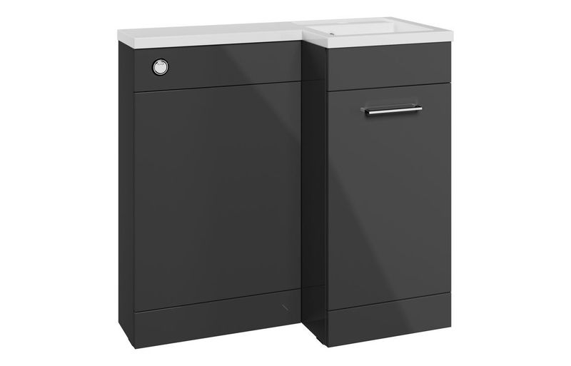 Conwy 900mm F/S L-Shape Pack & Basin (RH) - Anthracite Gloss