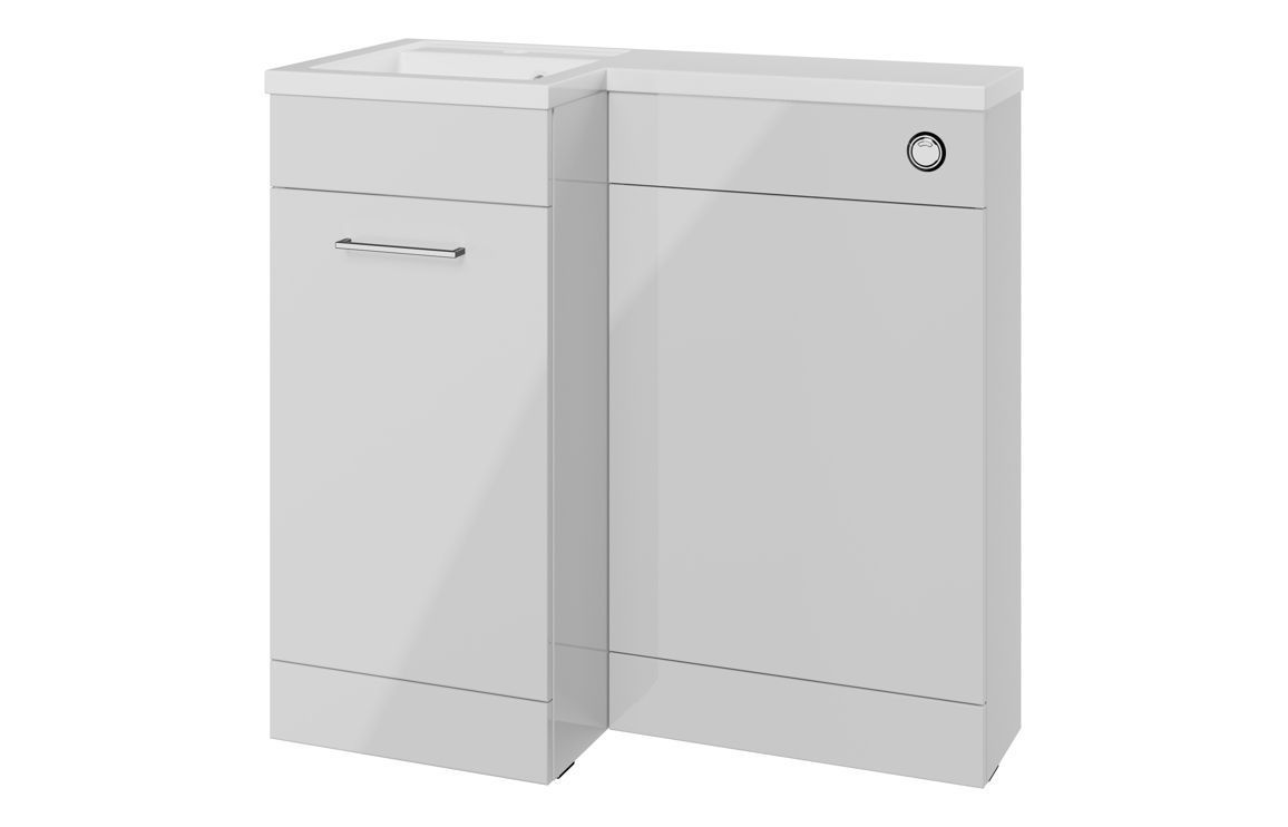 Conwy 900mm F/S L-Shape Pack & Basin (LH) - Grey Gloss