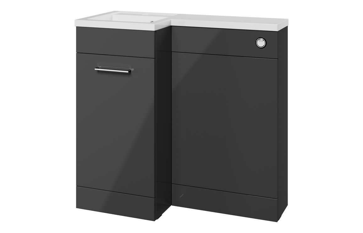 Conwy 900mm F/S L-Shape Pack & Basin (LH) - Anthracite Gloss