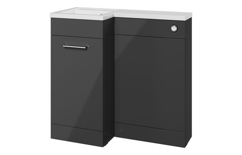 Conwy 900mm F/S L-Shape Pack & Basin (LH) - Anthracite Gloss