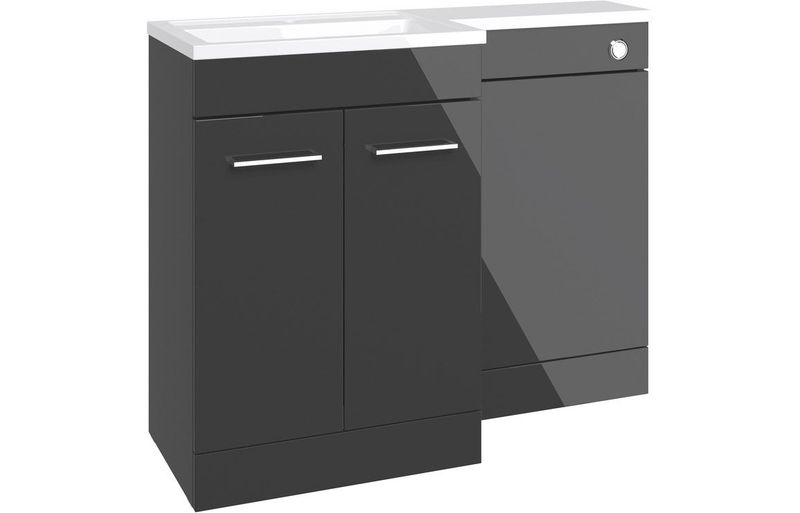Conwy 1000mm F/S L-Shape Pack & Basin (RH) - Anthracite Gloss