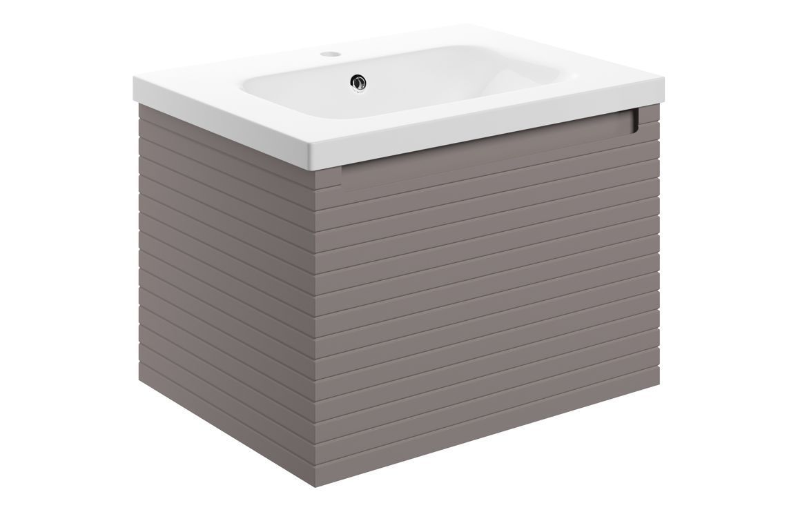Chepstow 615mm Wall Hung 1 Drawer Basin Unit & 1TH Basin - Matt Taupe
