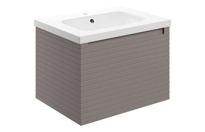 Chepstow 615mm Wall Hung 1 Drawer Basin Unit & 1TH Basin - Matt Taupe