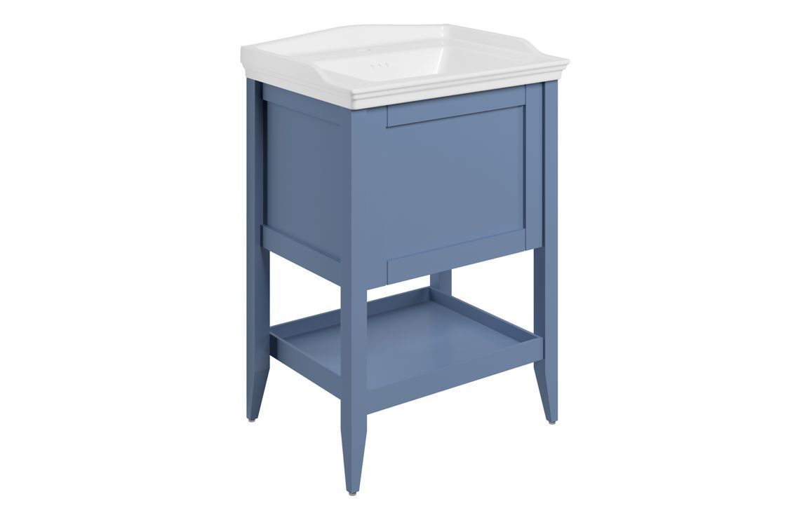 Dolwen 650mm Floor Standing 1 Drawer Basin Unit w/Basin - Matt Misty Blue