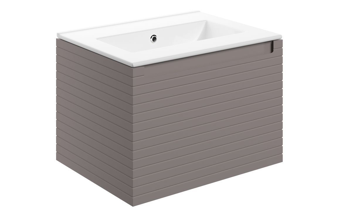 Chepstow 615mm Wall Hung 1 Drawer Basin Unit & 0TH Thin Edge Basin - Matt Taupe