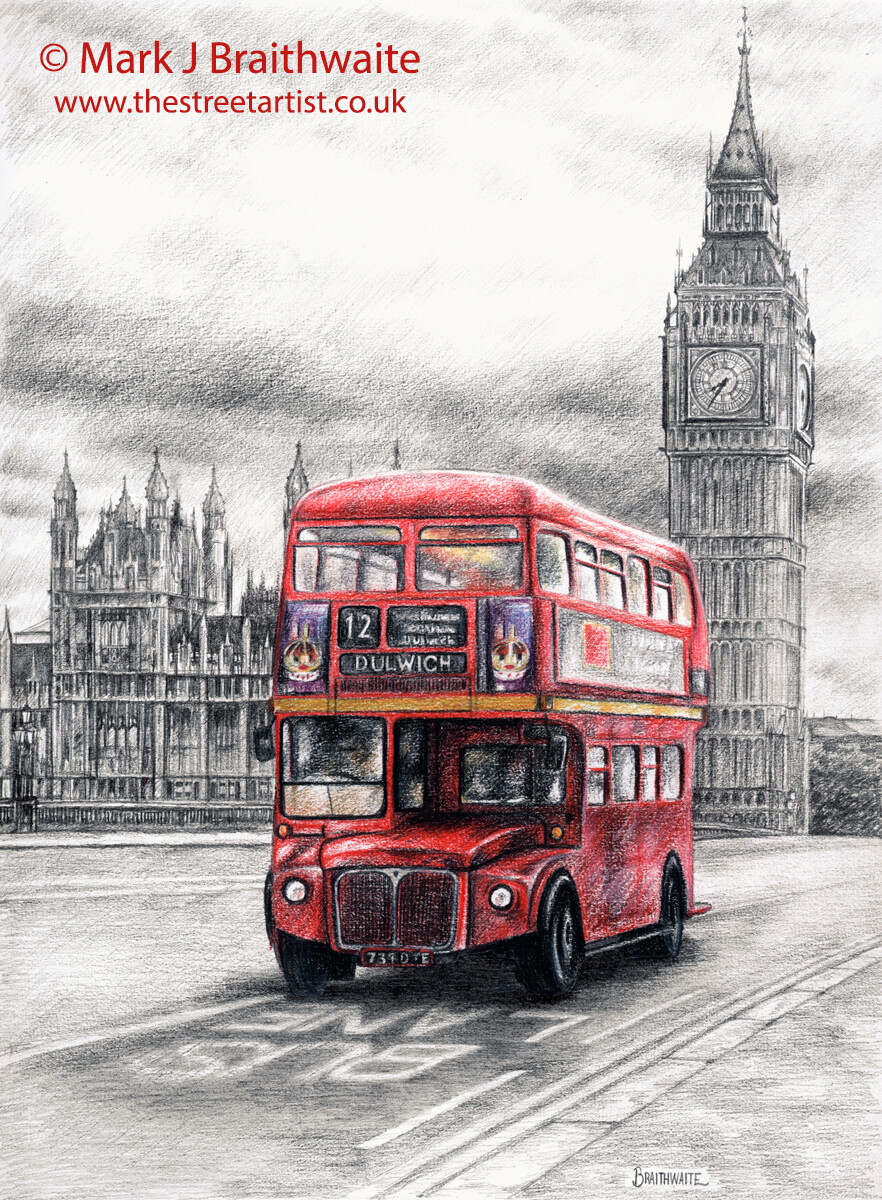 TOR12: The No12 to Dulwich, Westminster Bridge, London, Print (size options available)