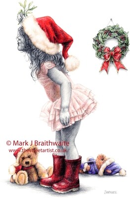 RB19, Mistletoe Kisses. Print (size options available) ORIGINAL AVAILABLE