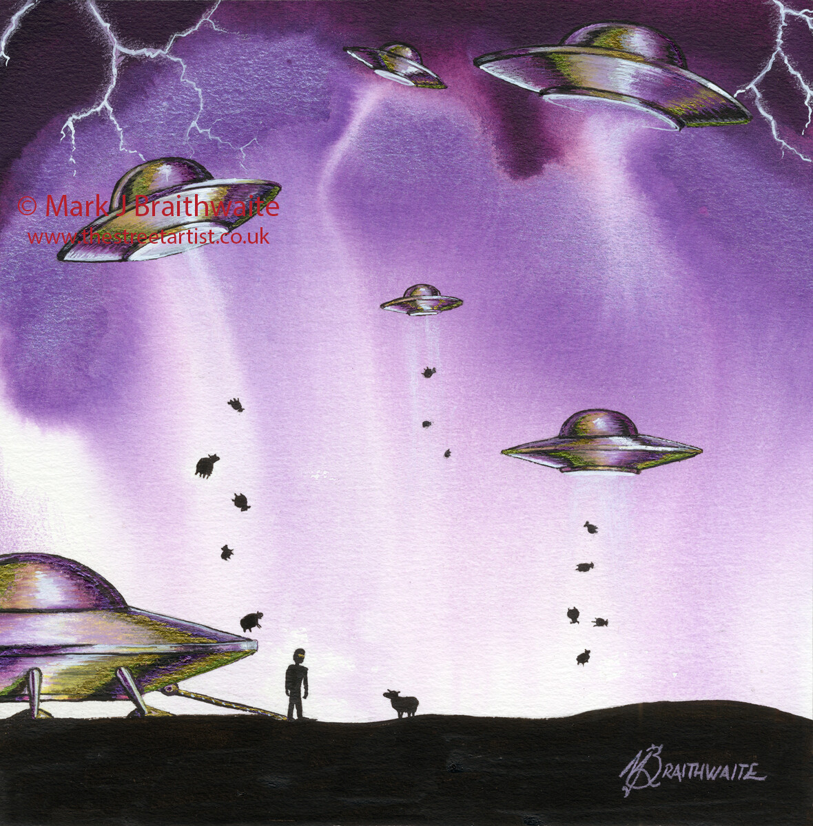 MA9: Mars Attacks! 9. We Come in Peace, The Invasion of Yorkshire.  Print (size options) &amp; ORIGINAL AVAILABLE