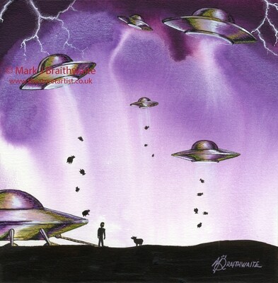 MA9: Mars Attacks! 9. We Come in Peace, The Invasion of Yorkshire.  Print (size options) &amp; ORIGINAL AVAILABLE