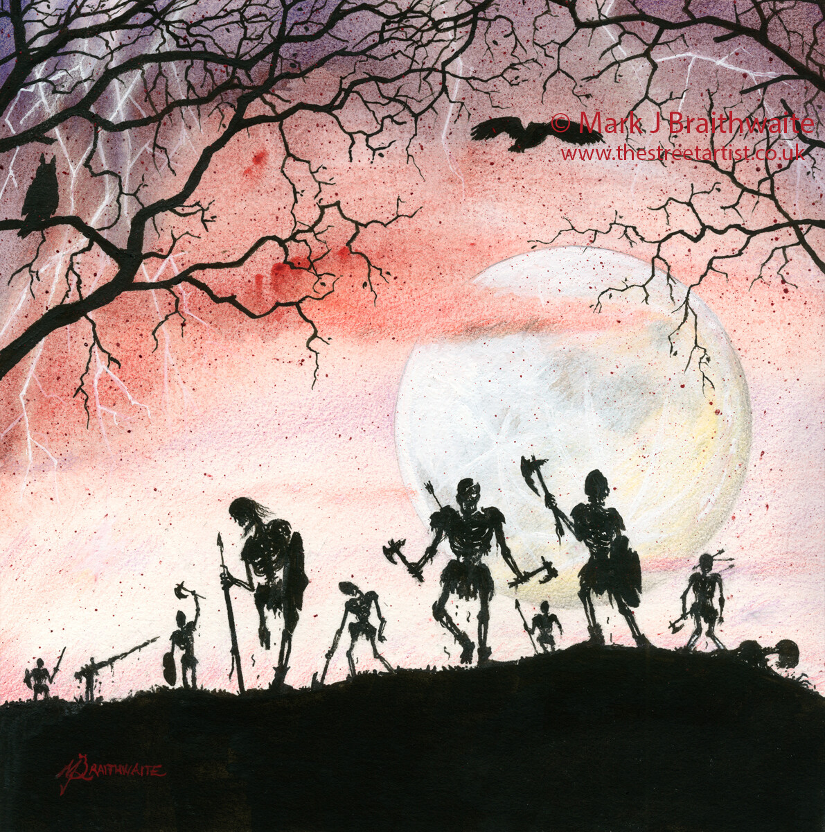 ZA9: Worm Moon,Viking Invaders Rise. Zombie Apocalypse Series No 9.  Print &amp; Original (print size options available)