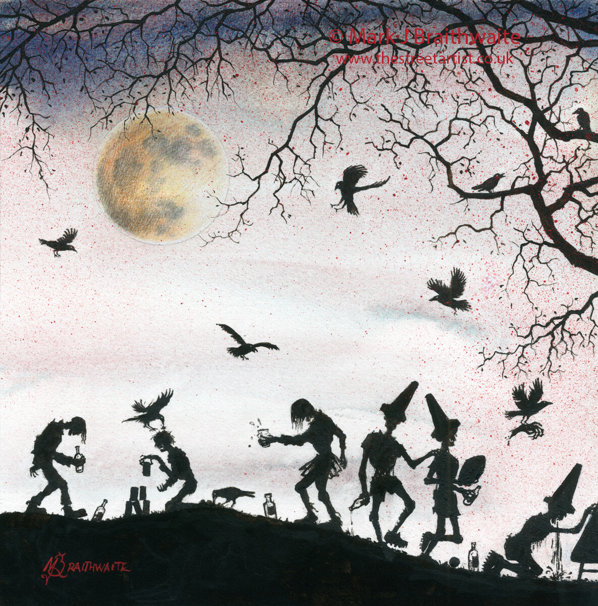 ZA12: Harvest Moon, Freshers Feast. Zombie Apocalypse Series No 12.  Print &amp; Original (print size options available)