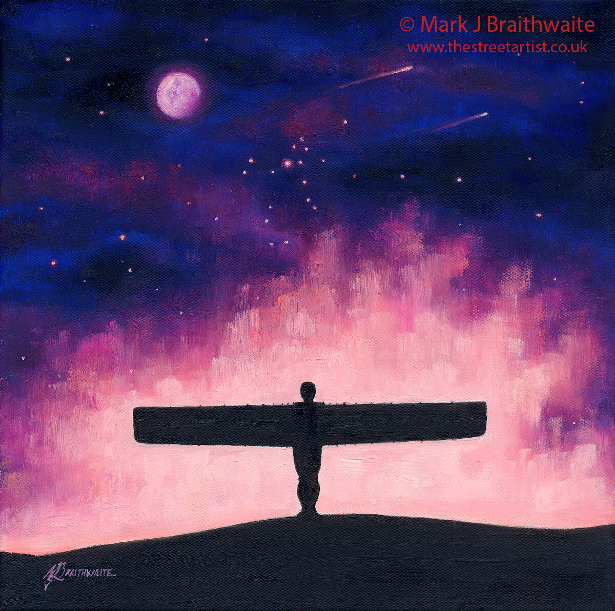 CS10: Starry Night, The Angel of the North,  Gateshead. City Shadows Series.  Print &amp; Original Available. (Print size options)