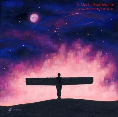 CS10: Starry Night, The Angel of the North,  Gateshead. City Shadows Series.  Print &amp; Original Available. (Print size options)