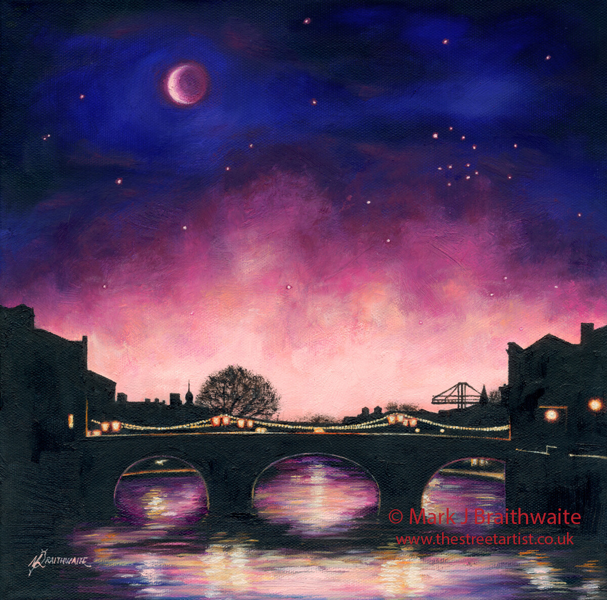 CS17: Starry Night, Ouse Bridge, York. City Shadows Series.  Print &amp; Original Available. (Print size options)