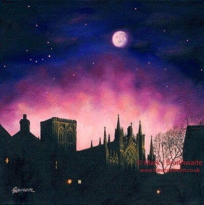 CS24: Starry Night, York Minster from St Andrewgate, York. City Shadows Series.  Print &amp; Original Available. (Print size options)