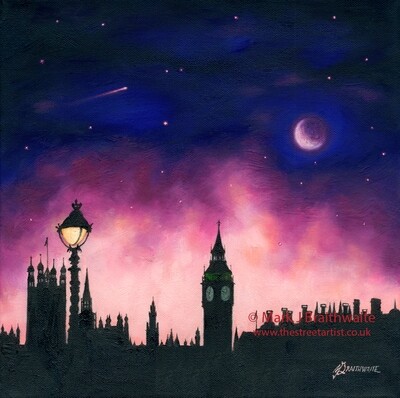 CS23: Starry Night, Embankment Westminster, London. City Shadows Series.  Print &amp; Original Available. (Print size options)