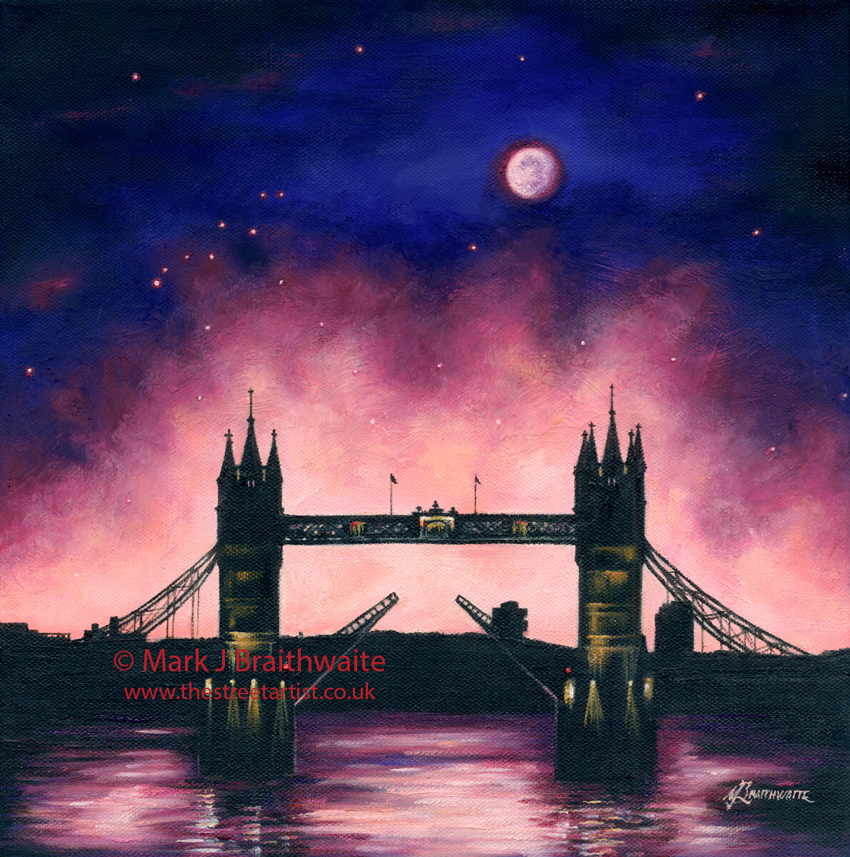 CS20: Starry Night, Tower Bridge, London. City Shadows Series.  Print &amp; Original Available. (Print size options)