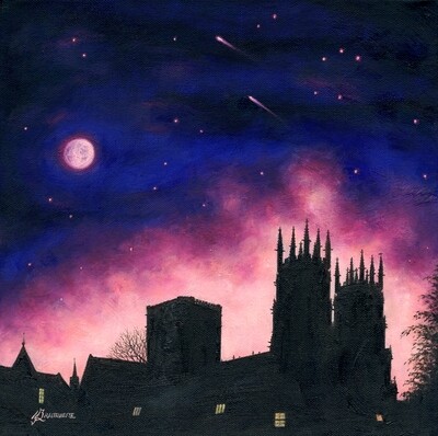 CS22: Starry Night, York Minster from Deans Gardens, York. City Shadows Series.  Print &amp; Original Available. (Print size options)