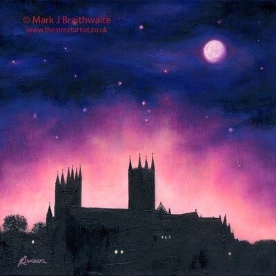 CS14: Starry Night, Lincoln Cathedral, Lincoln. City Shadows Series.  Print &amp; Original Available. (Print size options)