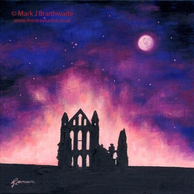 CS13: Starry Night, Whitby Abbey, Whitby. City Shadows Series.  Print  Available. (Print size options)