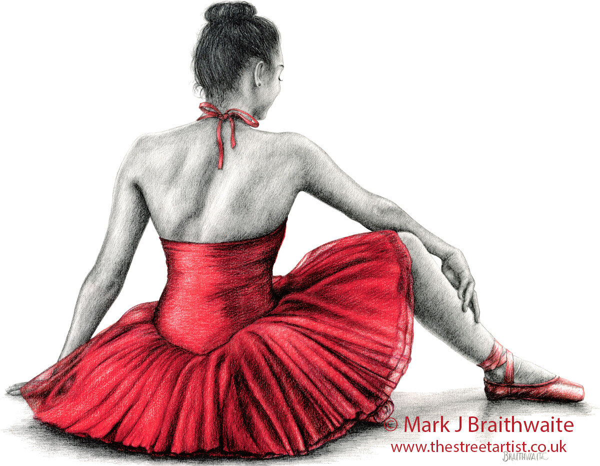 RT4: The Red Tutu Study 4. Prints (size options) &amp; ORIGINAL AVAILABLE