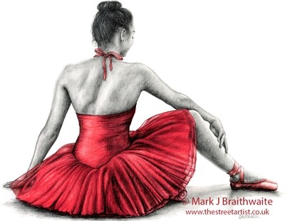 RT4: The Red Tutu Study 4. Prints (size options) &amp; ORIGINAL AVAILABLE