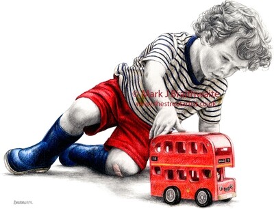 Charlies Adventures 7, The Wheels on the Bus. Print (size options) ORIGINAL AVAILABLE