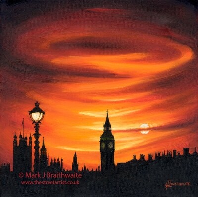 CS29: Sanguine Skies. Westminster Embankment, London.  Print (size options) &amp; ORIGINAL Available