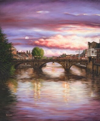 Autumn Twilight Ouse Bridge, York Print (size options) &amp; ORIGINAL AVAILABLE