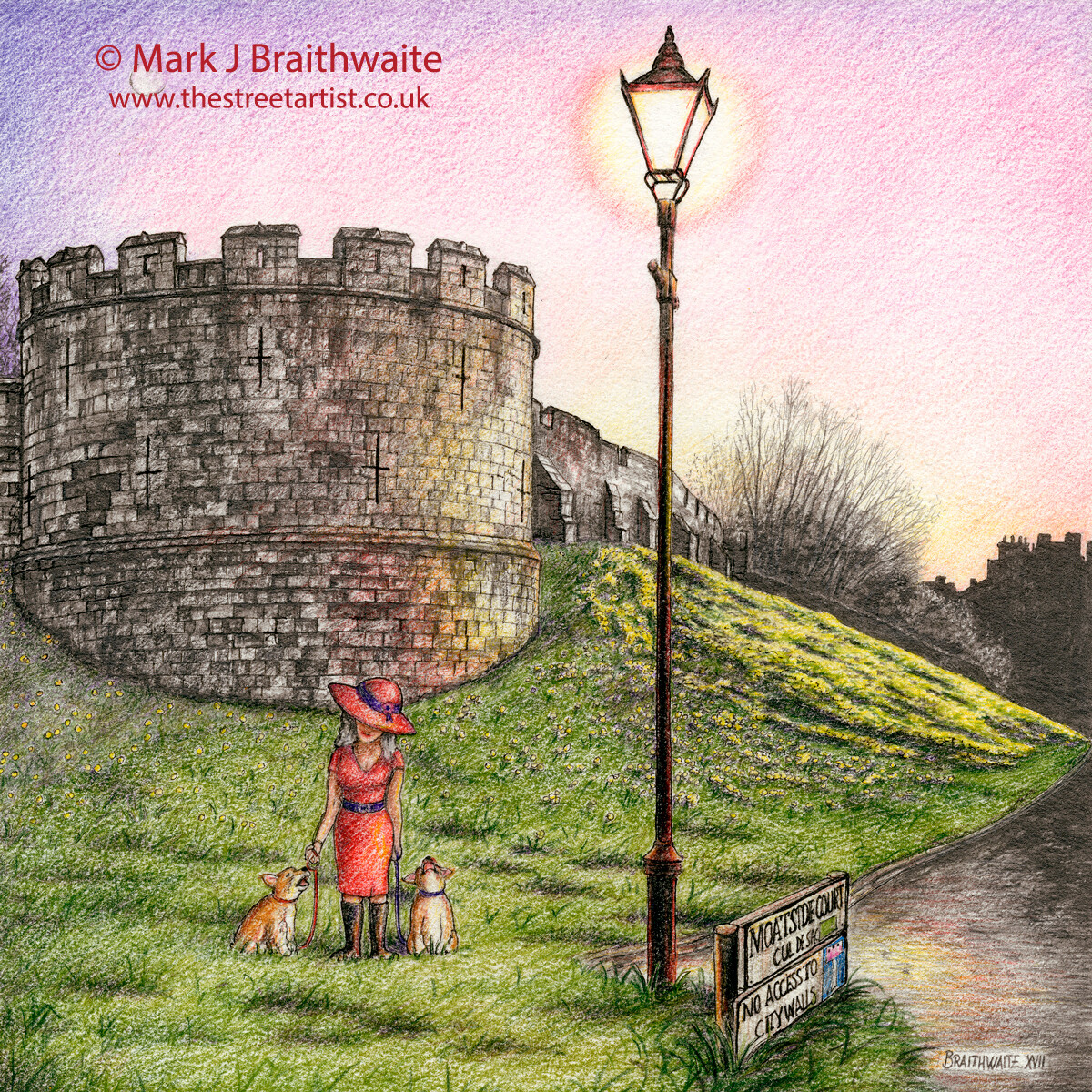BT17: A Twilight Bark, Robin Hood Tower,  Moatside Close, Lord Mayors Walk, York. Print (size options) &amp; ORIGINAL Available