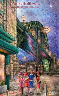 BT20: A Night on the Toon. Tyne Bridge, The Quayside, Newcastle on Tyne. Print (size options) &amp; ORIGINAL Available