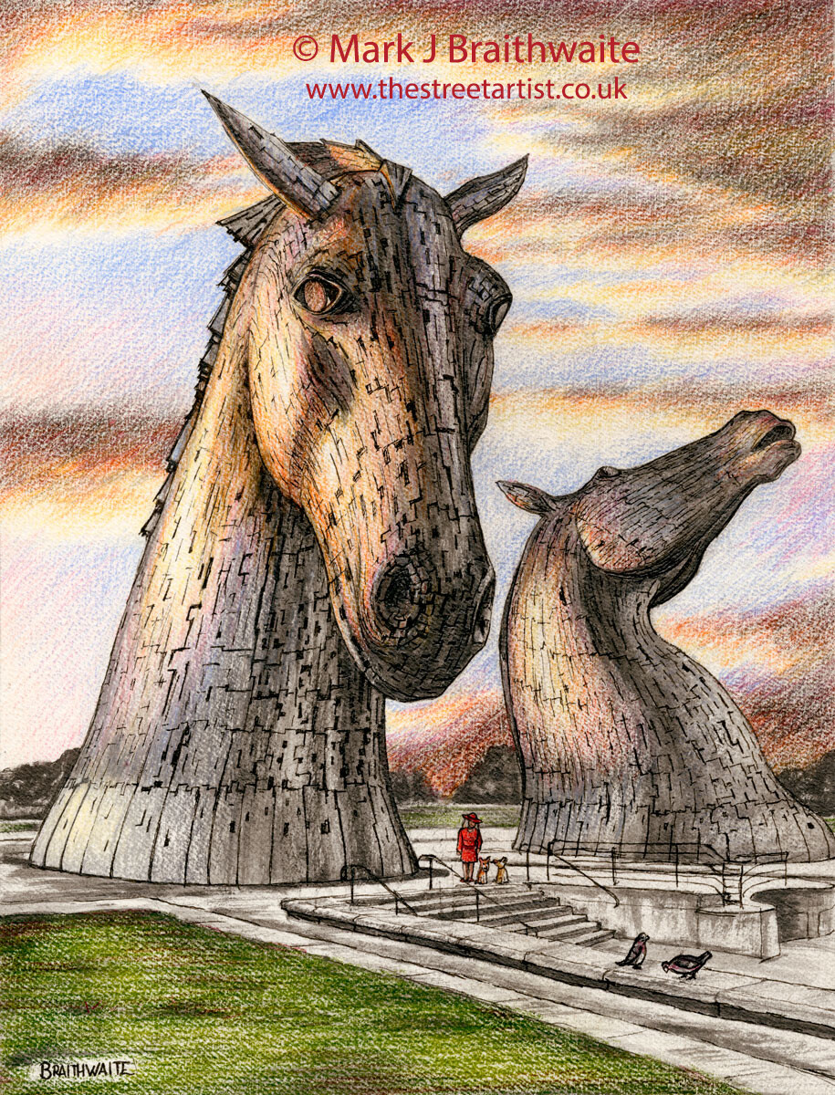 BT33: Approaching Storm. The Kelpies, Falkirk, Scotland. Print (size options) &amp; ORIGINAL Available