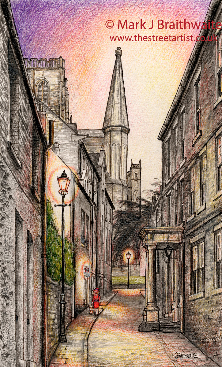 BT38: Old Durham Town. Bow Lane, Durham. Print (size options) &amp; ORIGINAL Available