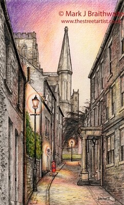 BT38: Old Durham Town. Bow Lane, Durham. Print (size options) &amp; ORIGINAL Available