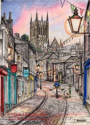 BT39: Wheeee! Steep Hill, Lincoln. Print (size options) &amp; ORIGINAL Available