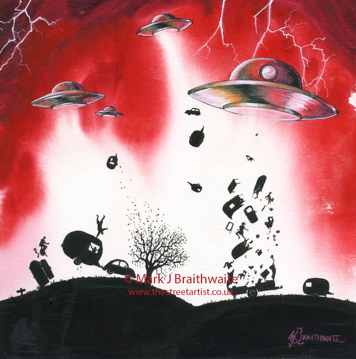 MA5: Mars Attacks! 5. Caravan Apocalypse, The Invasion of Yorkshire.  Prints (size options) &amp; Original  Available