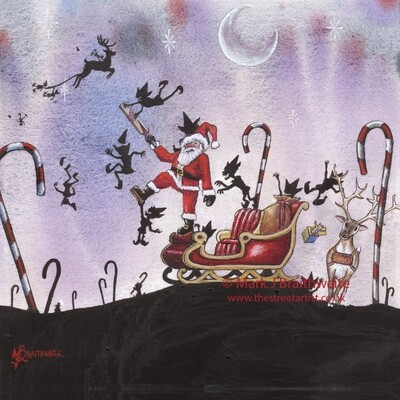 ZA15: Attack of the Zombie Elves. Zombie Apocalypse Series No 15.  Print (size options) &amp; ORIGINAL Available