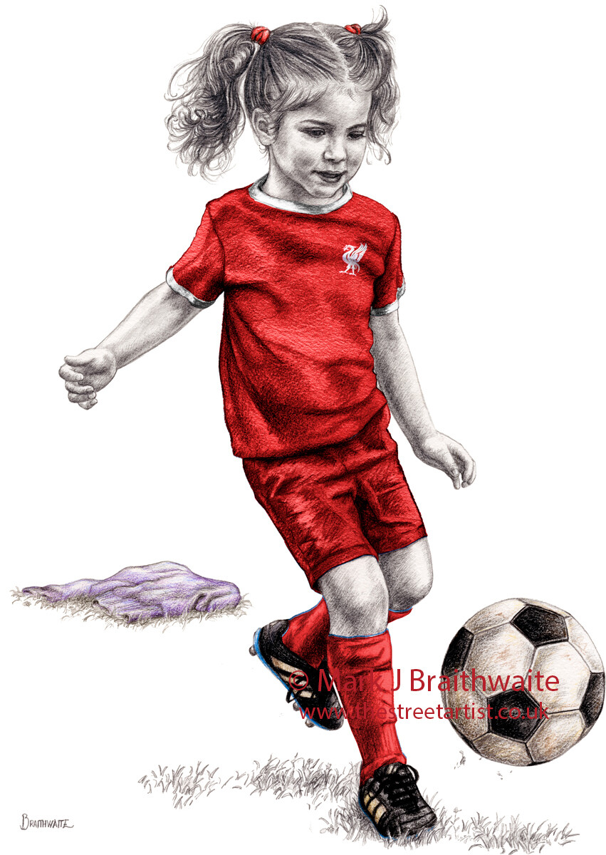 RBL: Rosebud The Red (In the kit Style of Liverpool FC Women&#39;s Team). Print (size options available)