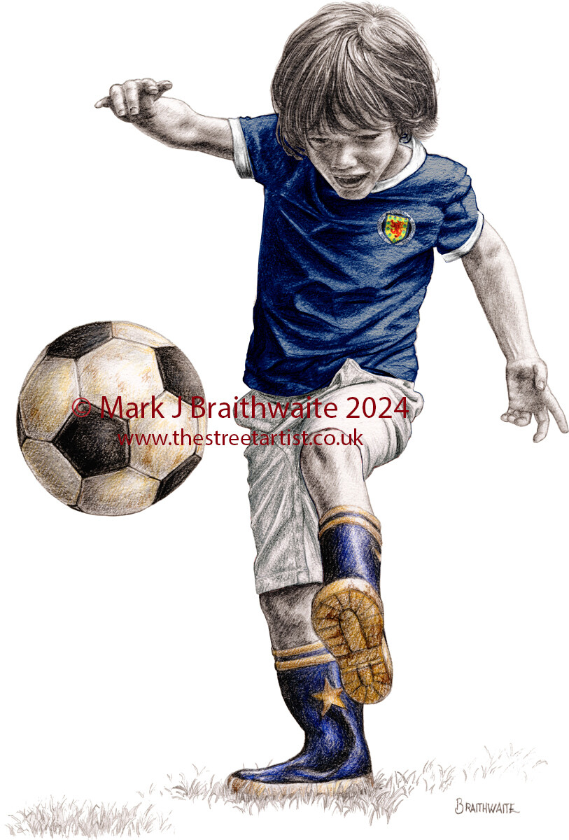 Alfie&#39;s Football Kits. Scotland Classic Tartan Army  1980&#39;s Home  kit Print (size options available)
