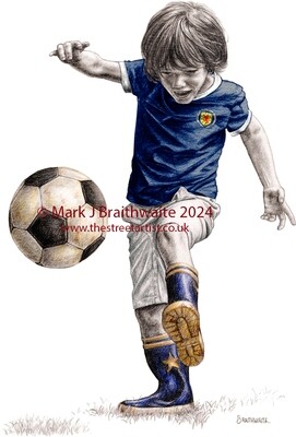 Alfie&#39;s Football Kits. Scotland Classic Tartan Army  1980&#39;s Home  kit Print (size options available)