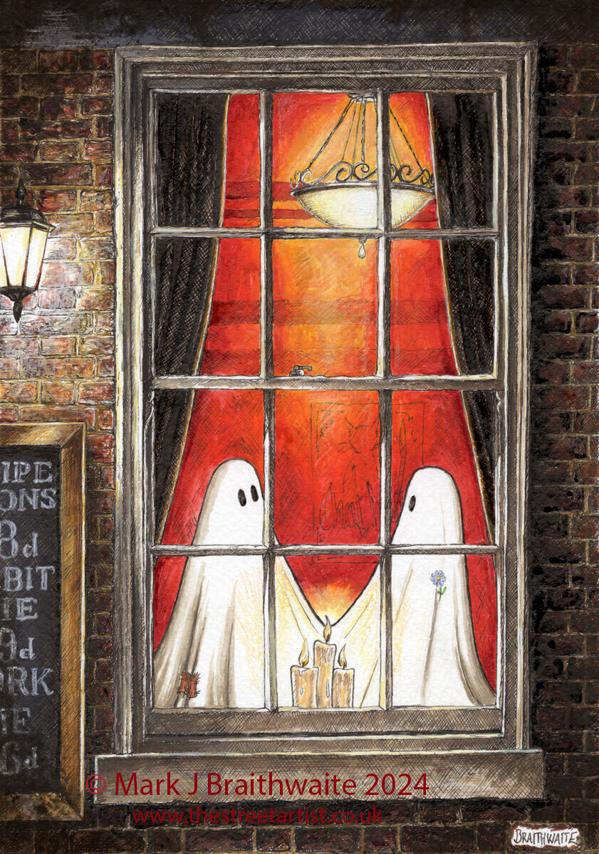 BTS2LEE: Beneath the Sheets, What Love Should Be.Colour Print Large Size, Limited Enchanted Edition &quot;Ghostly Lights&quot;, with Hand Painted Ghosts &amp; Lights that Glow Under UV Black Light