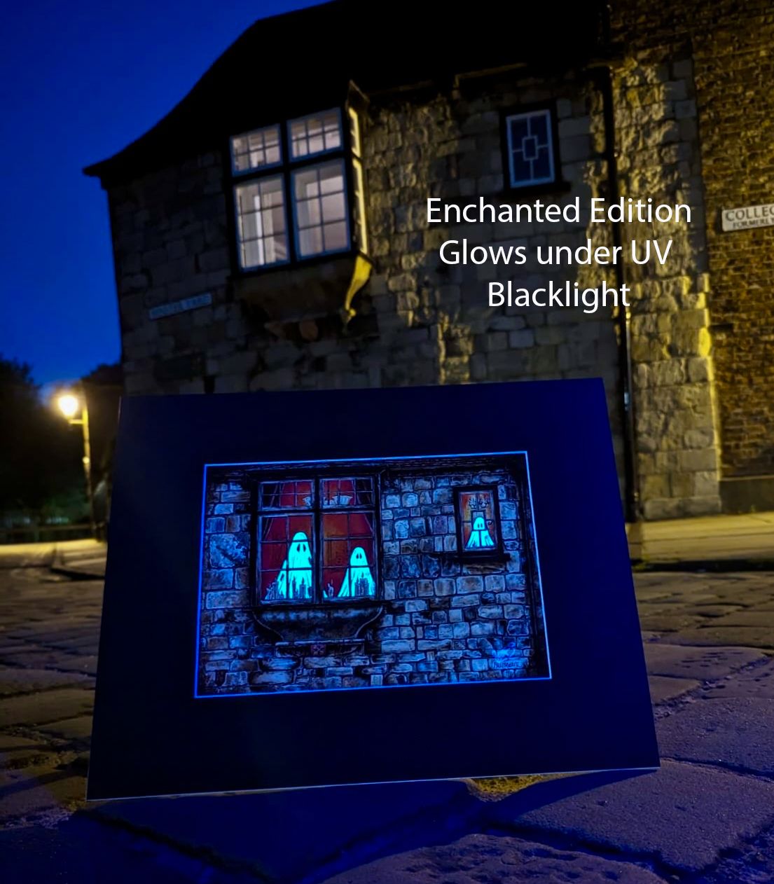 BTS6EE: Beneath the Sheets, The Girl in the Window. Colour Print Large Size, Enchanted Edition, with Hand Painted Ghosts that Glow Under UV Black Light