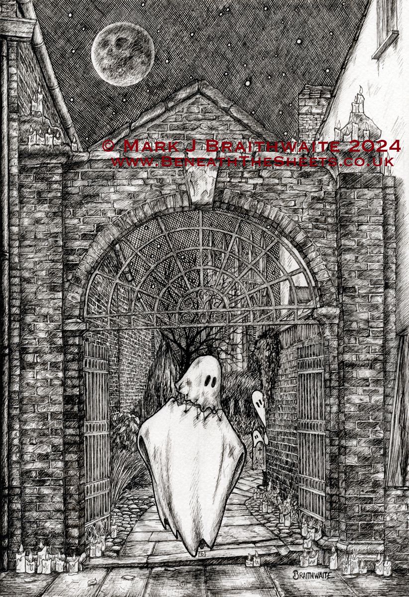 BTS9: Beneath the Sheets, The Headless Horror. Ink Line Art Print