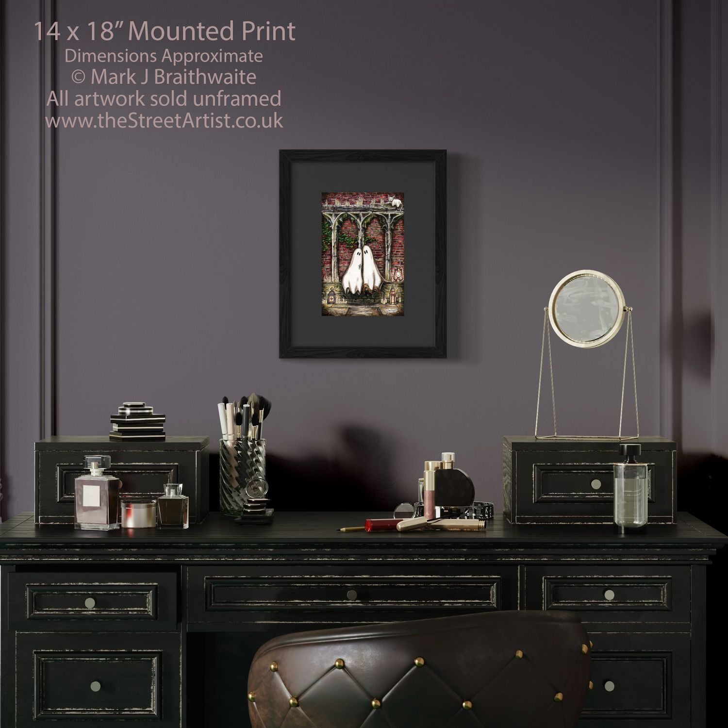 BTS10LEE: Beneath the Sheets, A Forbidden Love. Colour Print Large Size, Limited Enchanted Edition &quot;Ghostly Lights&quot;, with Hand Painted Ghosts &amp; Lanterns and Candles that Glow Under UV Black Light
