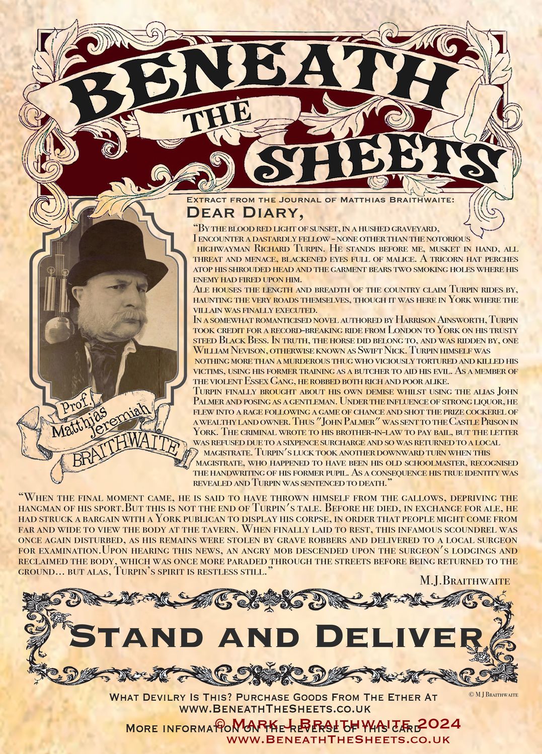 BTS12: Beneath the Sheets, Stand and Deliver. Ink Line Art Print