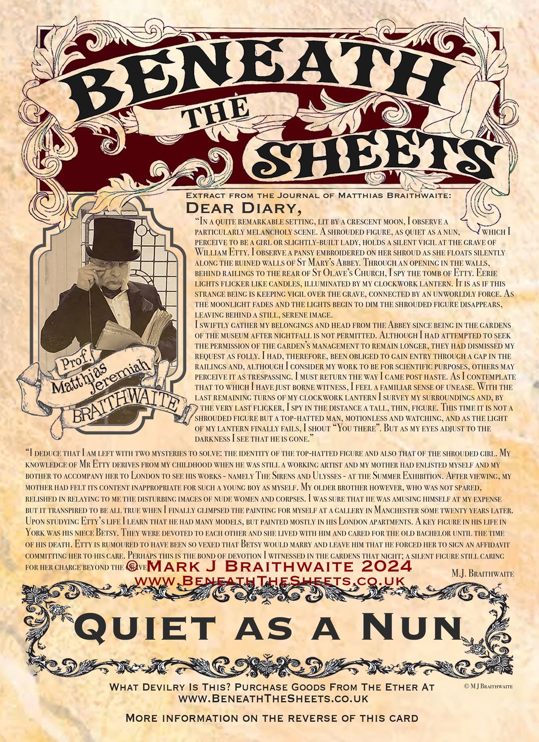 BTS7SC: Beneath the Sheets, Quiet as a Nun. Standard Colour Print