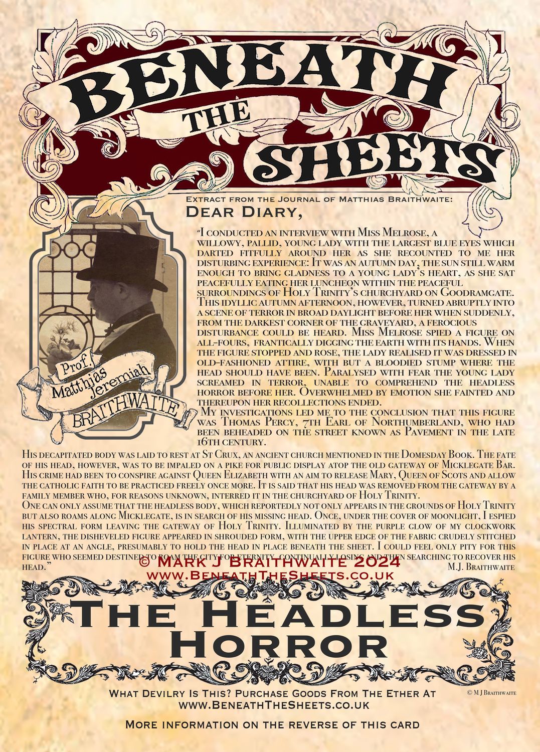 BTS9O: Beneath the Sheets, Headless Horror. Original Artwork