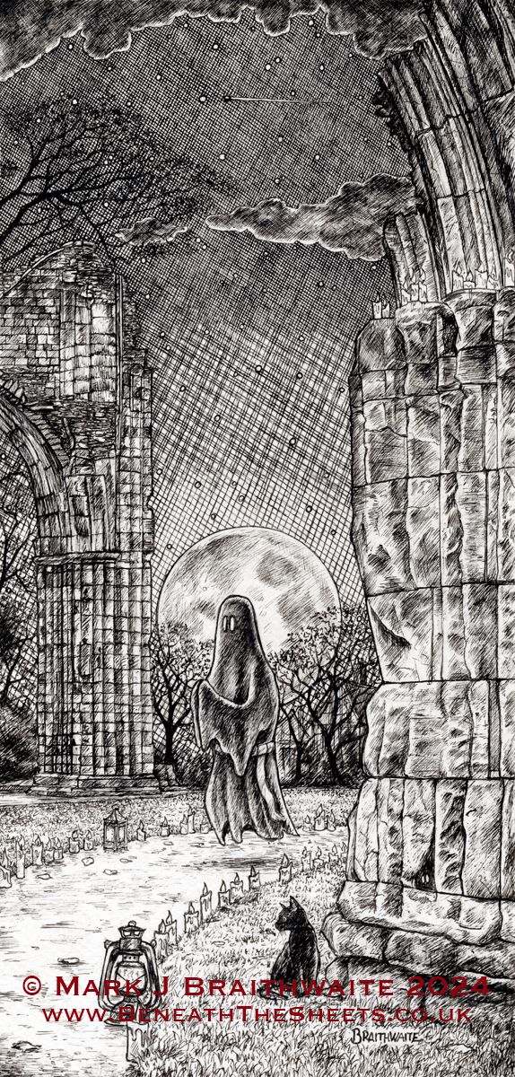 BTS13: Beneath the Sheets, The Black Abbot. Ink Line Art Print