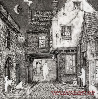 BTS14: Beneath the Sheets, The Screaming Orphans of Bedern. Large Full Image Limited Edition Ink Line Art Print 50 x 50cm Mount