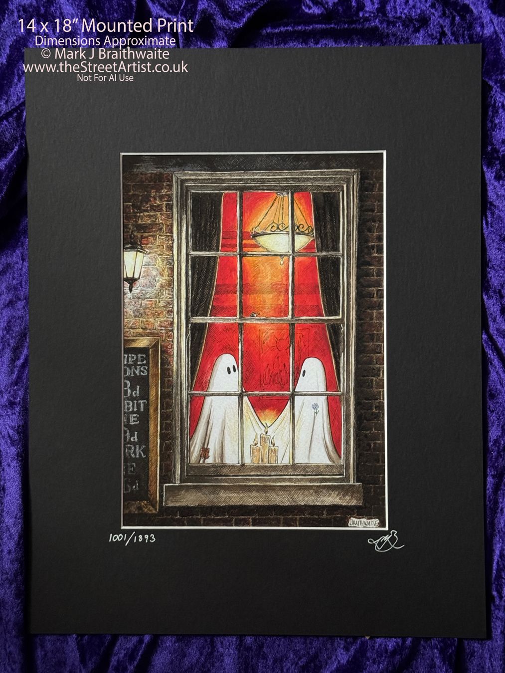 BTS2LEE: Beneath the Sheets, What Love Should Be.Colour Print Large Size, Limited Enchanted Edition &quot;Ghostly Lights&quot;, with Hand Painted Ghosts &amp; Lights that Glow Under UV Black Light